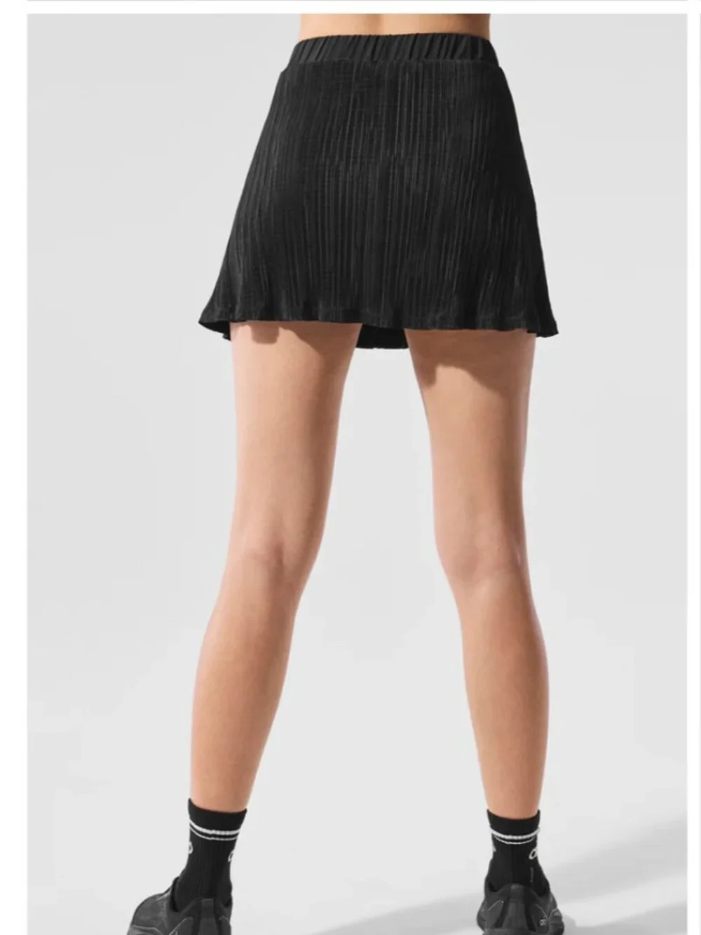 EUC ALO Yoga Micro Plisse Tennis Skirt Skort Black Women's XS *See Measurements